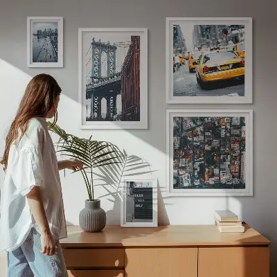 Moderne schilderijenset met charmante uitzichten op New York