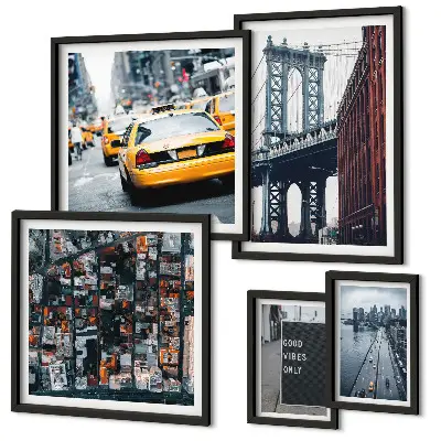 Moderne schilderijenset met charmante uitzichten op New York