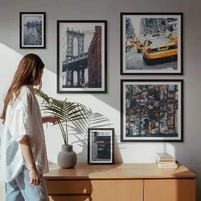 Moderne schilderijenset met charmante uitzichten op New York