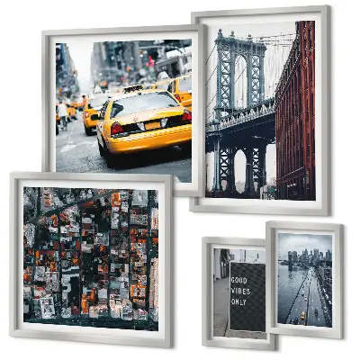 Moderne schilderijenset met charmante uitzichten op New York