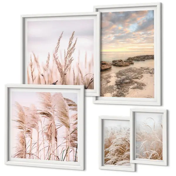 Gallery wall kustlandschappen met zon