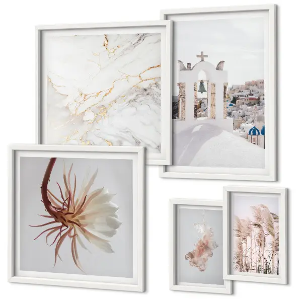 Wanddecoratie compositie stijlvolle uitzichten met architectuur en natuur