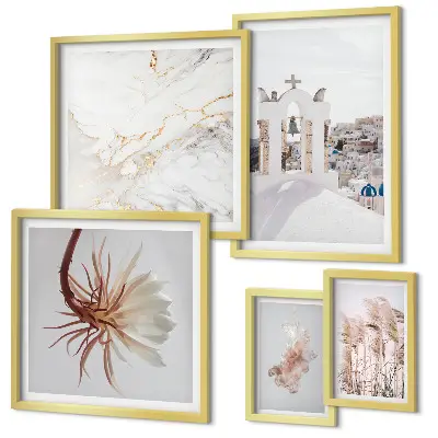 Wanddecoratie compositie stijlvolle uitzichten met architectuur en natuur