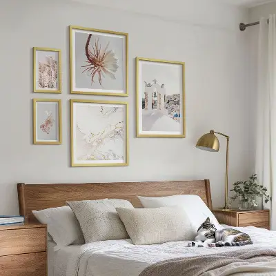 Wanddecoratie compositie stijlvolle uitzichten met architectuur en natuur