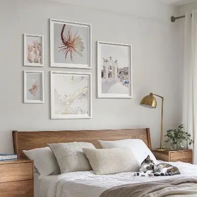 Wanddecoratie compositie stijlvolle uitzichten met architectuur en natuur
