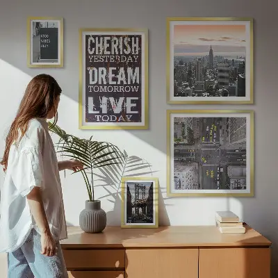Moderne schilderijen set met inspirerende stadsslogans