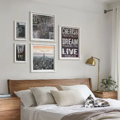 Moderne schilderijen set met inspirerende stadsslogans