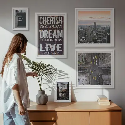 Moderne schilderijen set met inspirerende stadsslogans