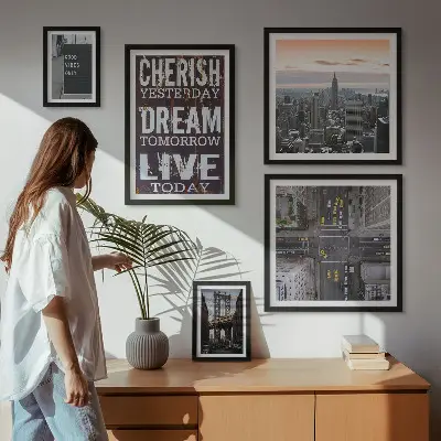 Moderne schilderijen set met inspirerende stadsslogans