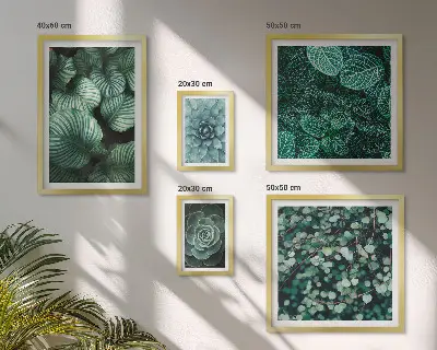 Gallery wall met plantenbladeren, vetplanten en natuurmotieven