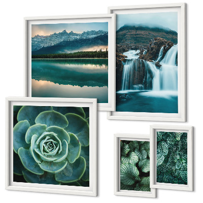 Wanddecoratie compositie Groene planten, watervallen, natuur