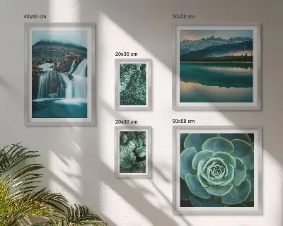 Wanddecoratie compositie met groene planten en watervallen in de natuur