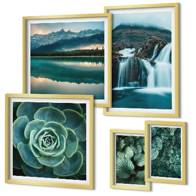 Wanddecoratie compositie Groene planten, watervallen, natuur