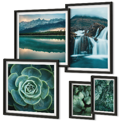 Wanddecoratie compositie Groene planten, watervallen, natuur