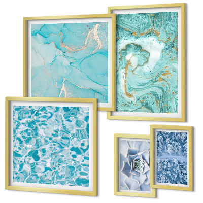 Wanddecoratie compositie Stijlvolle turquoiseblauwe accenten