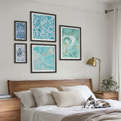 Wanddecoratie compositie Stijlvolle turquoiseblauwe accenten