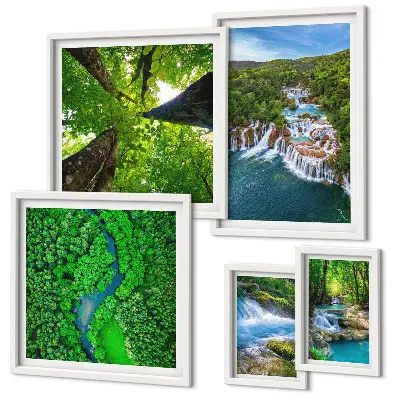 Wanddecoratie compositie Watervallen, groene landschappen