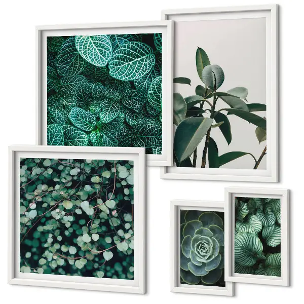 Wanddecoratie compositie met plantenmotieven van groene bladeren