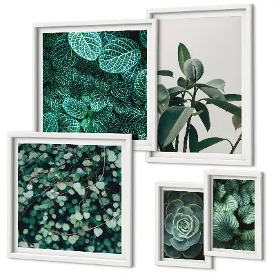 Wanddecoratie compositie Plantenmotieven: groene bladeren