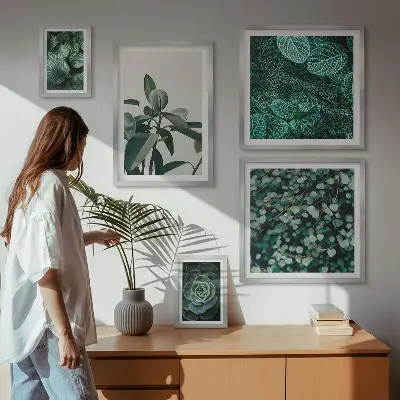 Wanddecoratie compositie met plantenmotieven van groene bladeren
