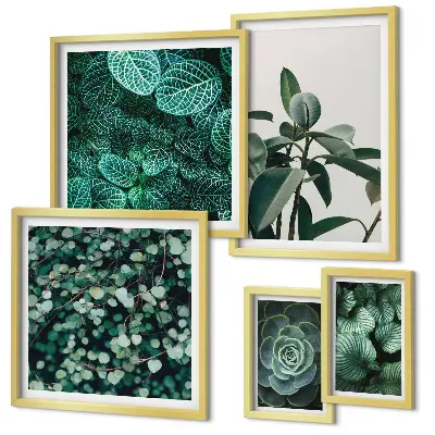 Wanddecoratie compositie met plantenmotieven van groene bladeren
