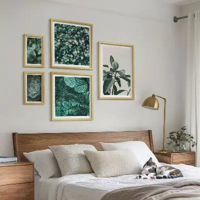 Wanddecoratie compositie met plantenmotieven van groene bladeren