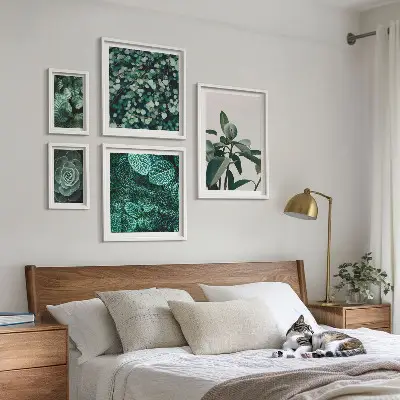 Wanddecoratie compositie met plantenmotieven van groene bladeren