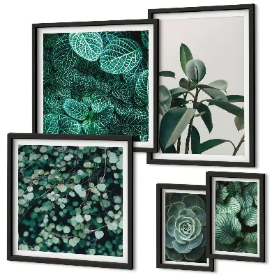 Wanddecoratie compositie met plantenmotieven van groene bladeren