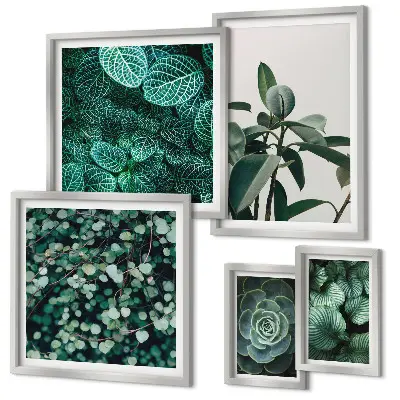 Wanddecoratie compositie met plantenmotieven van groene bladeren