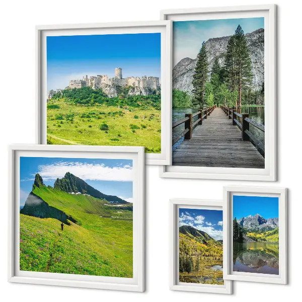 Gallery wall met berglandschappen en watervallen