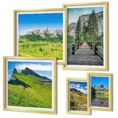 Gallery wall met berglandschappen en watervallen