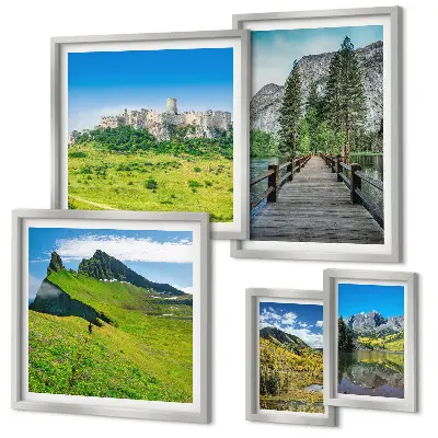 Gallery wall met berglandschappen en watervallen