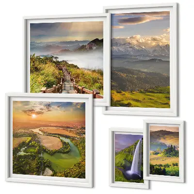Wanddecoratie compositie Berglandschappen watervallen