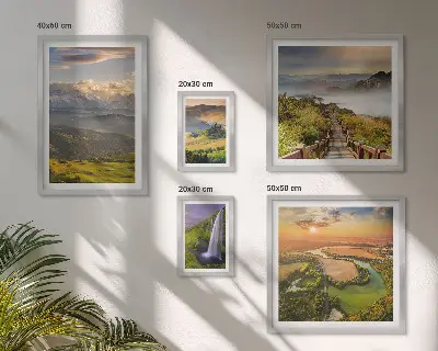 Wanddecoratie compositie met berglandschappen en watervallen