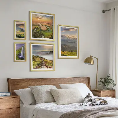Wanddecoratie compositie met berglandschappen en watervallen