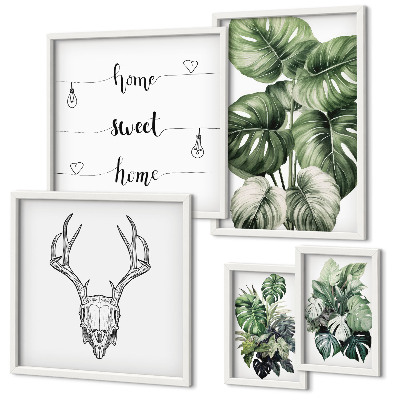 Moderne schilderijen set Plantmotieven met een natuurlijke uitstraling voor thuis.