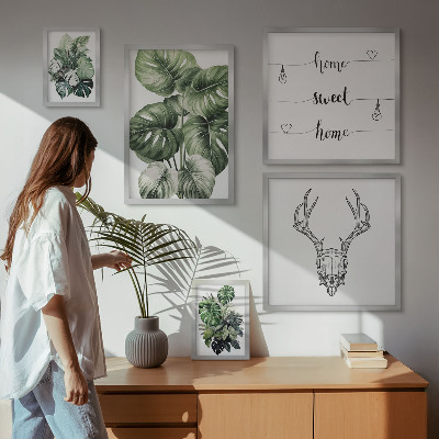 Moderne schilderijen set Plantmotieven met een natuurlijke uitstraling voor thuis.