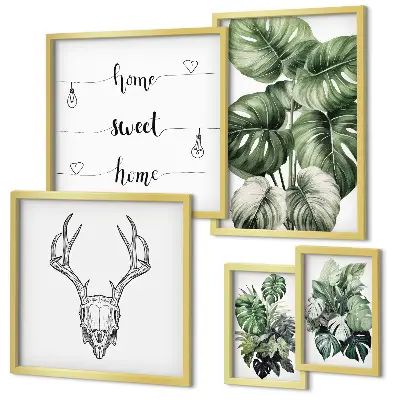 Set van moderne schilderijen met plantmotieven voor een natuurlijke uitstraling in huis