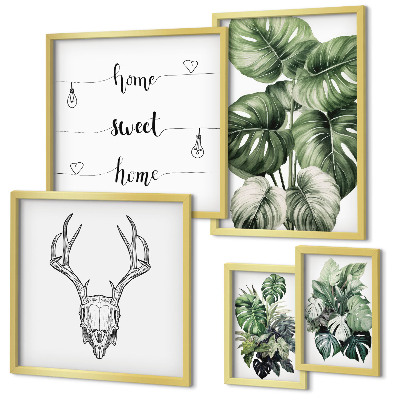 Moderne schilderijen set Plantmotieven met een natuurlijke uitstraling voor thuis.