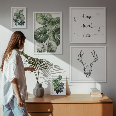 Moderne schilderijen set Plantmotieven met een natuurlijke uitstraling voor thuis.