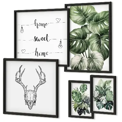 Set van moderne schilderijen met plantmotieven voor een natuurlijke uitstraling in huis