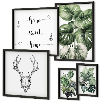 Moderne schilderijen set Plantmotieven met een natuurlijke uitstraling voor thuis.