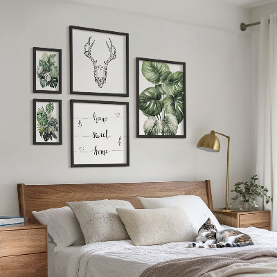 Moderne schilderijen set Plantmotieven met een natuurlijke uitstraling voor thuis.