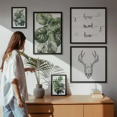Set van moderne schilderijen met plantmotieven voor een natuurlijke uitstraling in huis