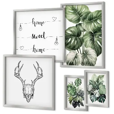 Set van moderne schilderijen met plantmotieven voor een natuurlijke uitstraling in huis