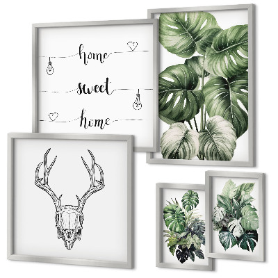 Moderne schilderijen set Plantmotieven met een natuurlijke uitstraling voor thuis.