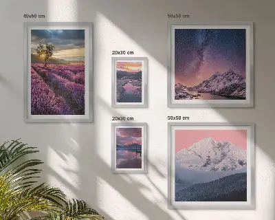 Gallery wall met natuurlandschappen en lavendelbergen