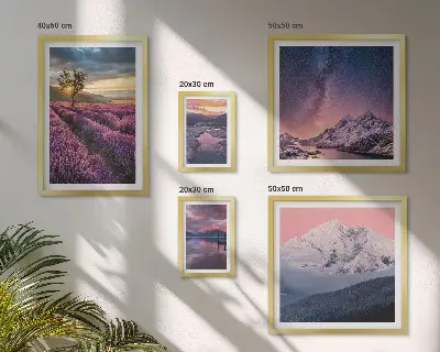 Gallery wall met natuurlandschappen en lavendelbergen