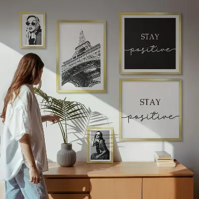 Moderne schilderijen set Stijlvolle grafische mode Parijs