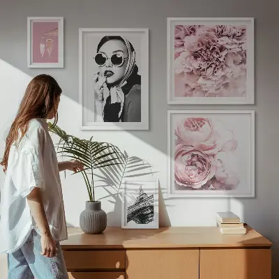 Gallery wall Stijlvolle portretten van rozen.